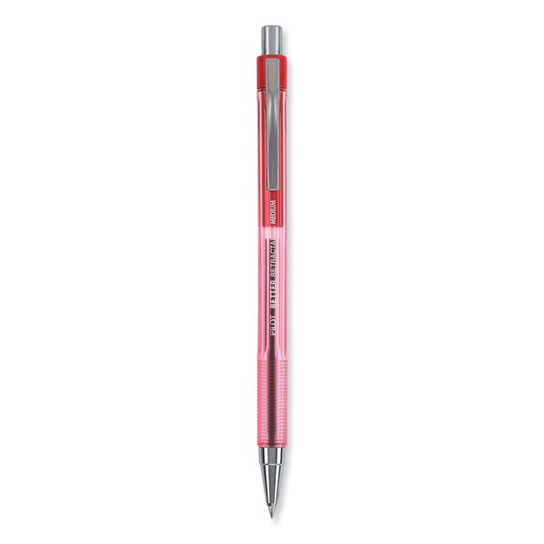 Pilot Better Ballpoint Pen, Retractable, Medium 1 mm, Red Ink, Translucent Red Barrel, PK12, 12PK 30007